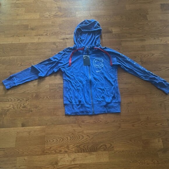 NWT Nike Chicago Cubs Zip Up Sweatshirt Women S Hoodie Full Royal Blue Red - Picture 2 of 4
